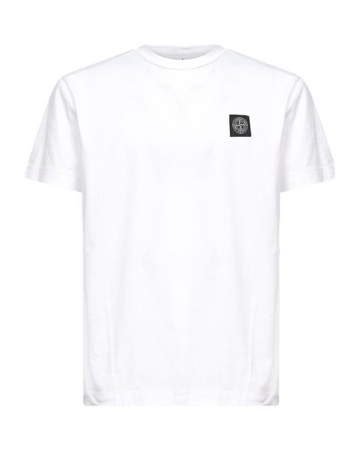 Stone Island White Short-Sleeved T-Shirt for men