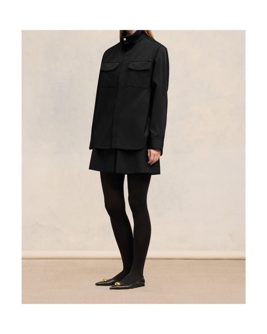 AMI Black High Collar Shirt for men