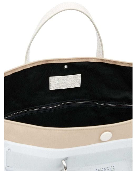 Maison Margiela White Logo Patch Panelled Tote Bag