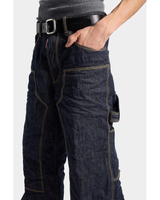 DSquared² Blue Japanese Rinse Baggy Carpenter Jeans for men