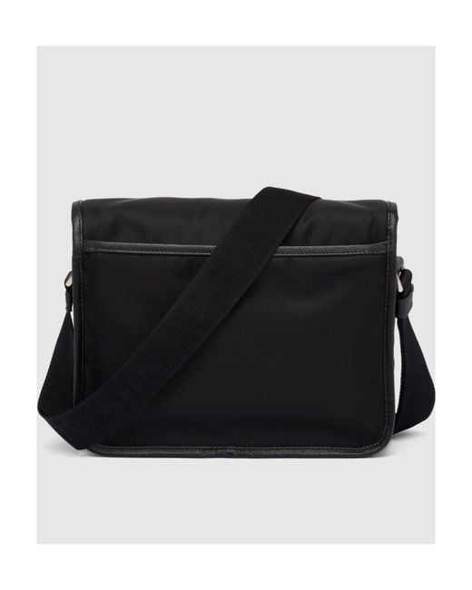 Prada Black Logo Plaque Fold-Over Shoulder Bag for men