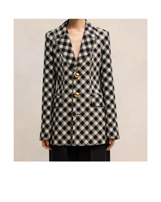 AMI Black Check-Pattern Jacket