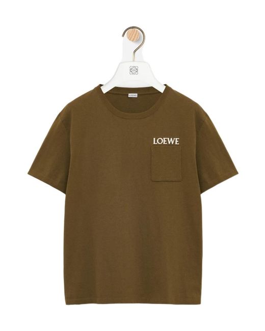Loewe Green Logo Embroidered Crewneck T-Shirt for men