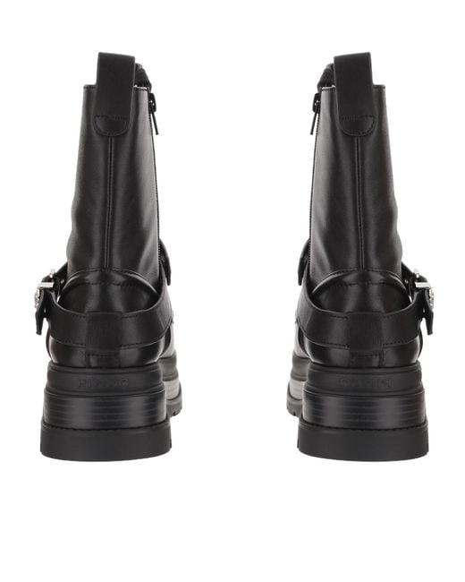 Pinko Black Buckled Lace-Up Boots
