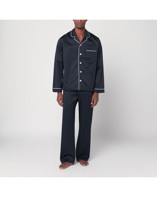 Tekla Blue Loose-Fitting Organic Cotton Pajama Pants for men