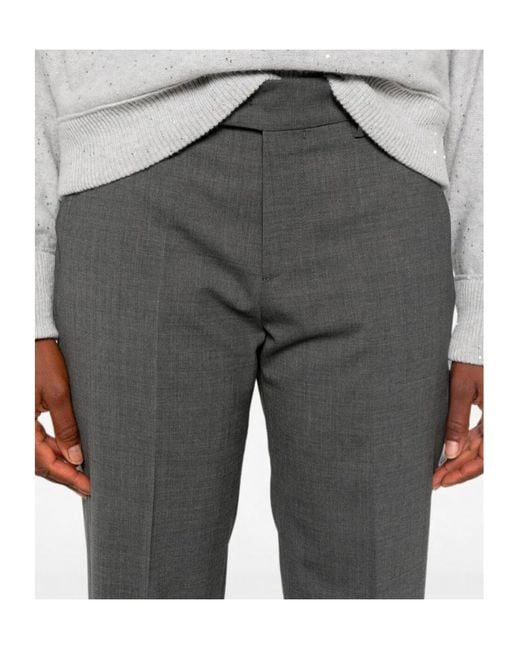 Berwich Gray Pressed-Crease Turned-Up Trousers