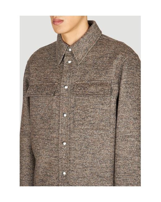 Bottega Veneta Green Long-Sleeve Wool Shirt for men