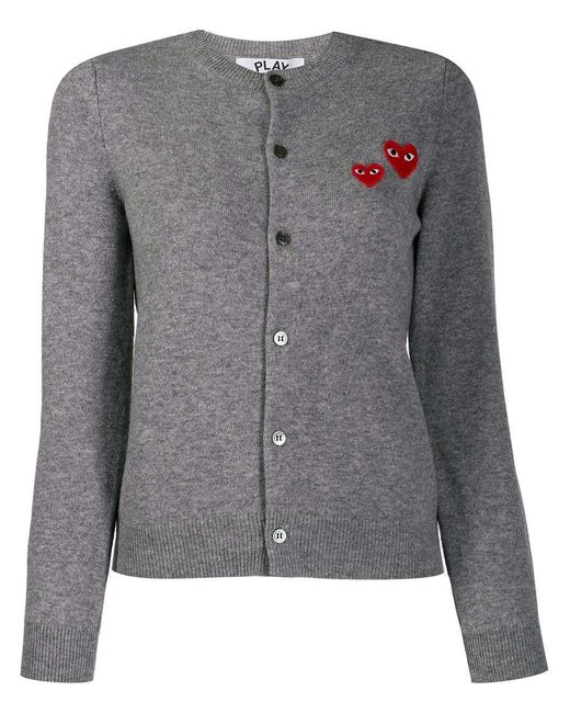 COMME DES GARÇONS PLAY Gray Embroidered Cardigan