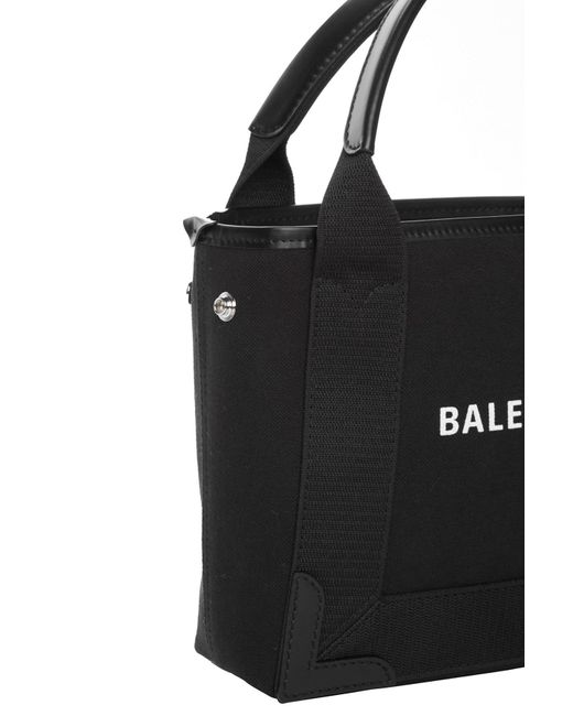 Balenciaga Black Small Cabas Logo Print Tote Bag