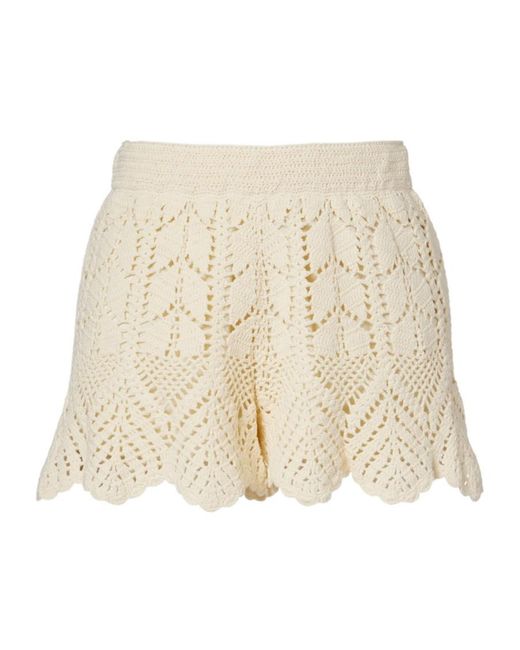 Zimmermann Natural Awaken Lace Crochet Shorts
