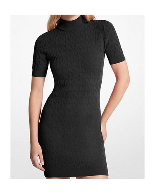 Michael Kors Black Logo Jacquard Knit Dress