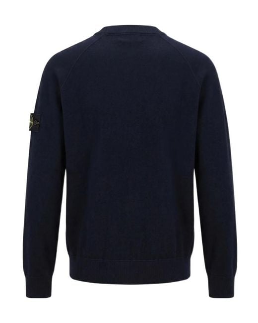 Stone Island Blue Raglan-Sleeves Sweater for men