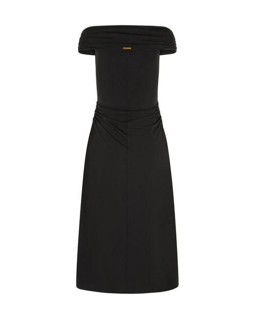 MICHAEL Michael Kors Black Stretch Off-The-Shoulder Midi Dress