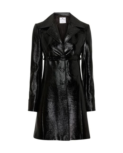 Courreges Black Courrèges Belted Short Heritage Vinyl Coat