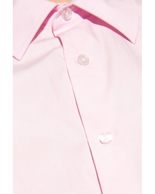 T By Alexander Wang Pink Logo Embroidered Buttoned Shirt