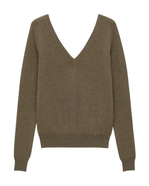 Saint Laurent Green V-Neck Long-Sleeved Jumper