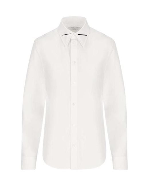 Bottega Veneta White Embellished Collar Long-Sleeved Shirt