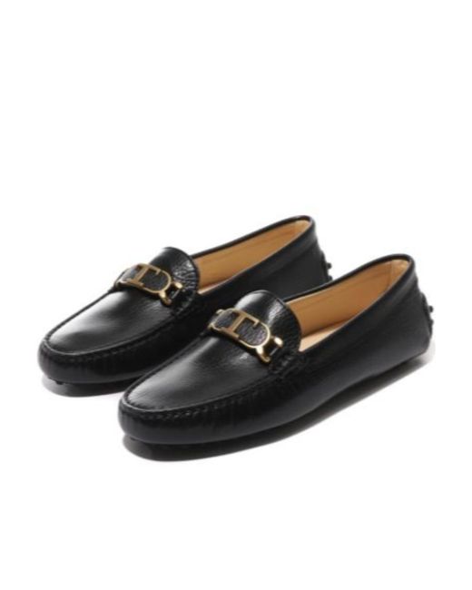 Tod's Black Logo-Plaque Leather Loafers