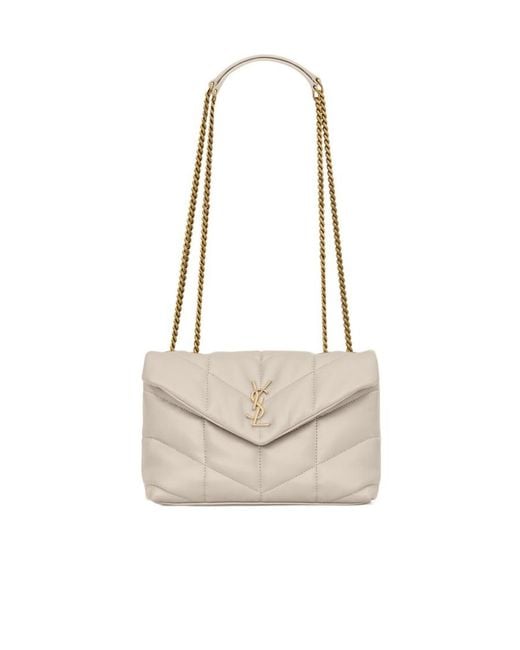 Saint Laurent White Toy Quilted Puffer Shoulder Bag
