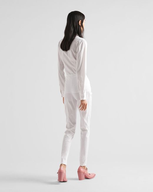 Prada White Logo Detailed High-Waist Pants