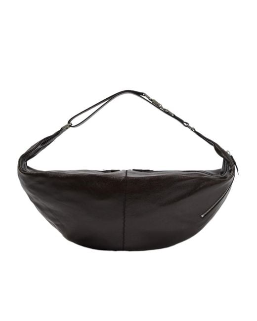 Lemaire Black Belted Leather Top-Handle Bag for men