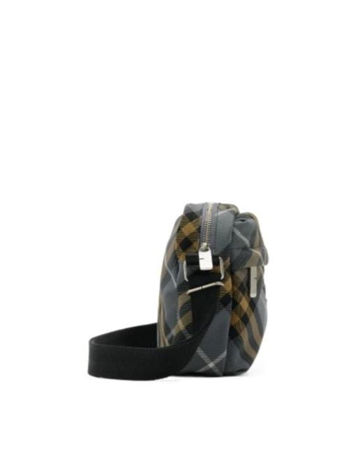 Burberry Black Checked Small Crossbody Bag for men