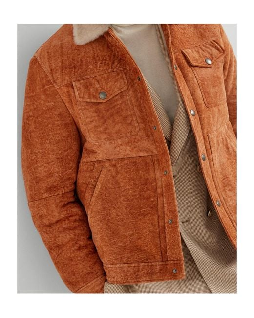 Brunello Cucinelli Brown Shearling-Collar Jacket for men