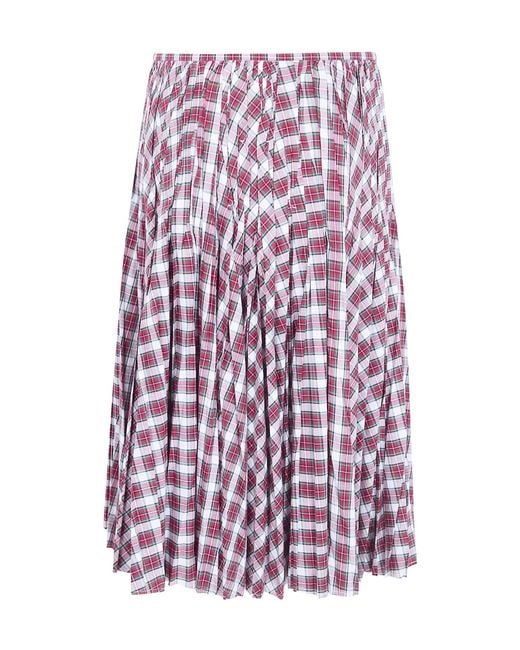 N°21 Purple Check-Pattern Pleated Midi Skirt
