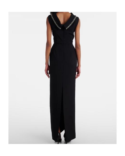 Roland Mouret Black Embellished Crepe Gown