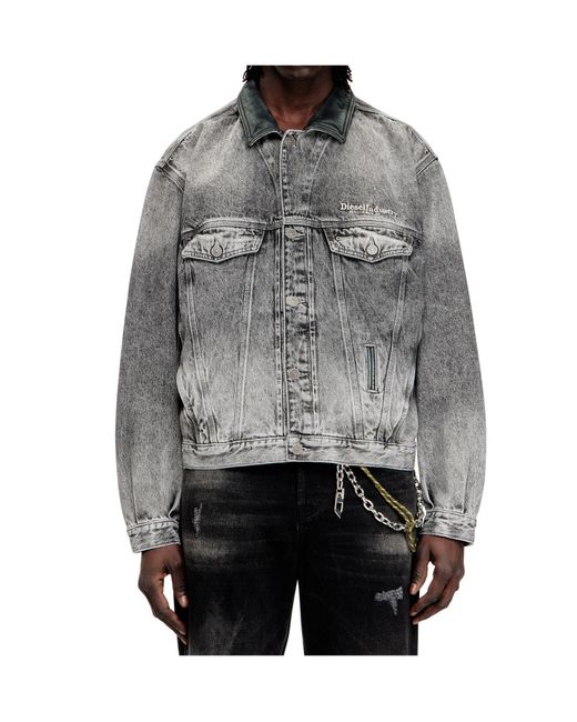 DIESEL Gray D-Denver Collar Denim Jacket for men