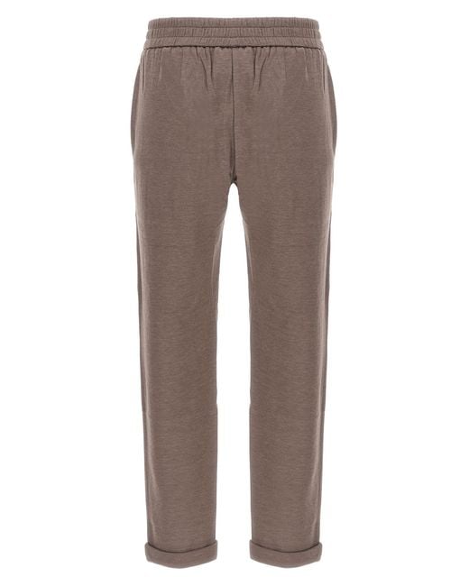 Brunello Cucinelli Gray Drawstring Tapered Sweatpants