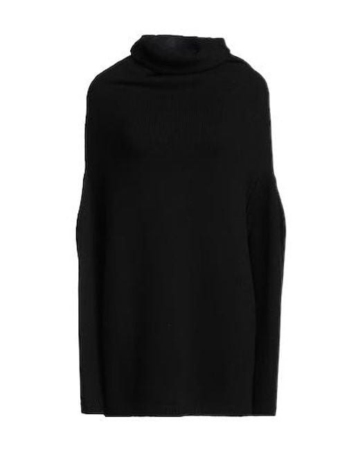 Rick Owens Black Solid Cashmere High-Neck Knit Sweater