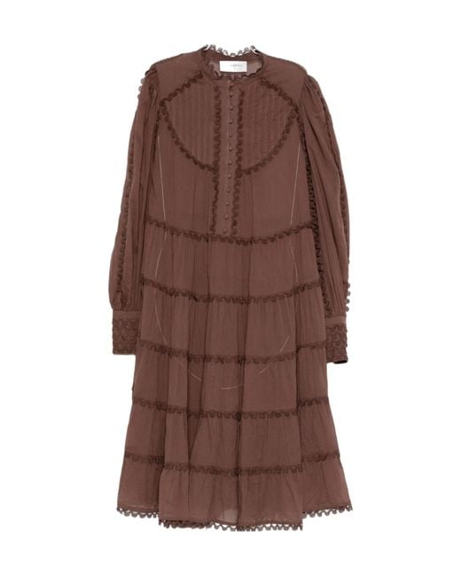 ERMANNO FIRENZE Brown Tiered Midi Dress