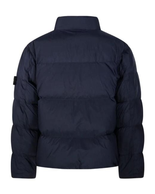 Stone Island Blue Logo Patch Puffer Jacket for men