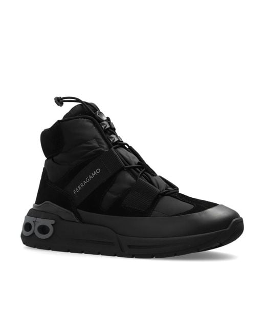 Ferragamo Black Tie Low Upper Board Shoes for men