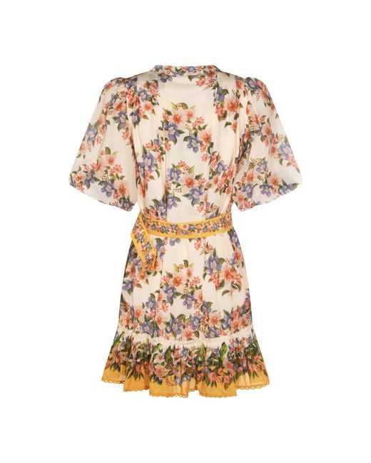 Farm Rio White Hilo Strip Floral Mini Dress