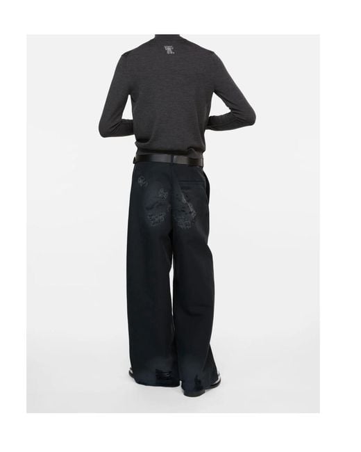 Acne Blue Mended Distressed Trousers for men