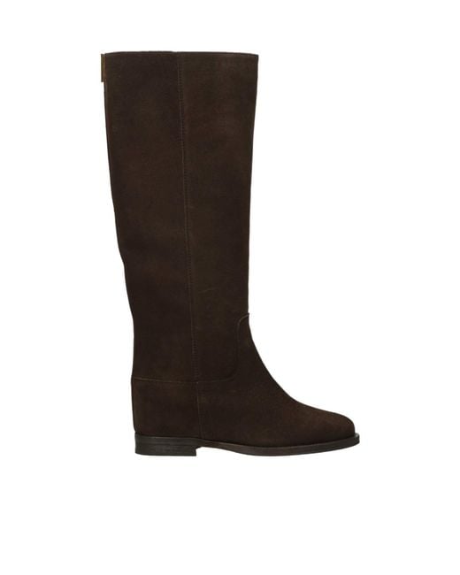 Via Roma 15 Brown Round-Toe Tall Boots