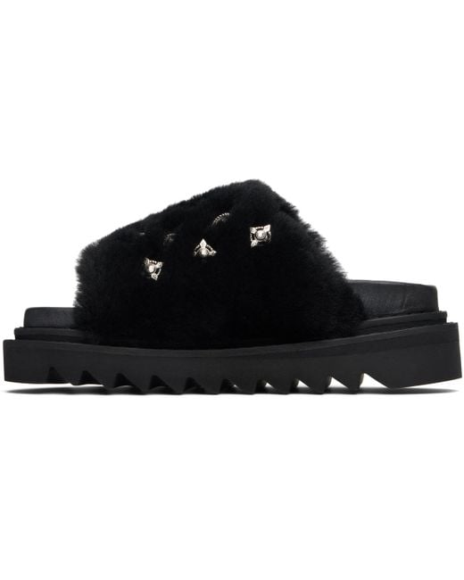Toga Black Fur Concho Slippers