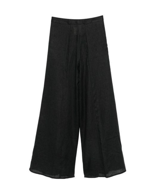 Semicouture Black Kym Linen Trousers
