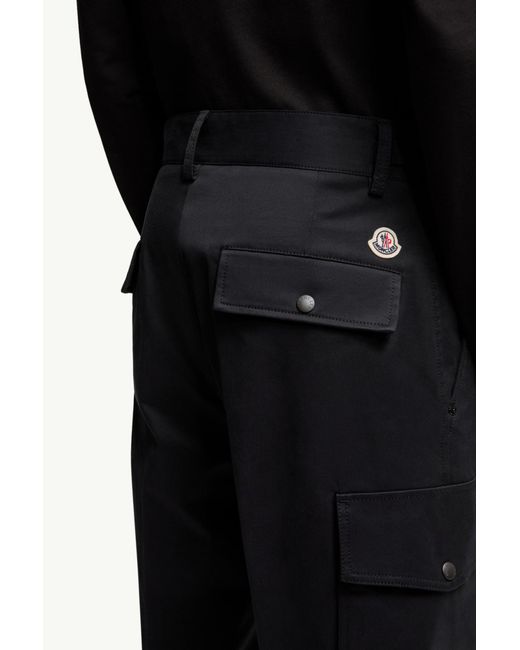 Moncler Black Gabardine Cargo Trousers for men