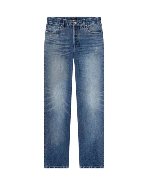 A.P.C. Blue Button Detailed Straight Leg Jeans for men