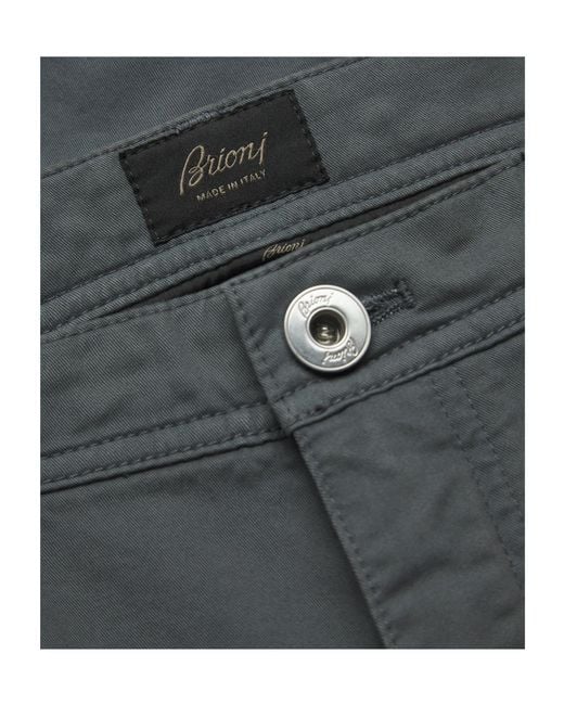 Brioni Gray Essential Petroleum Stretch Cotton Meribel Fitted Jeans for men