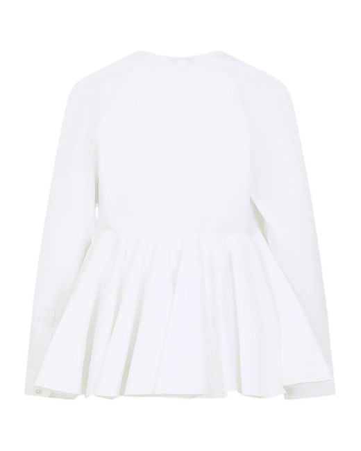 Alaïa White Alaïa V-Neck Flared Shirt