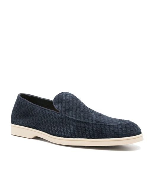 Doucal's Blue Round-Toe Loafers for men
