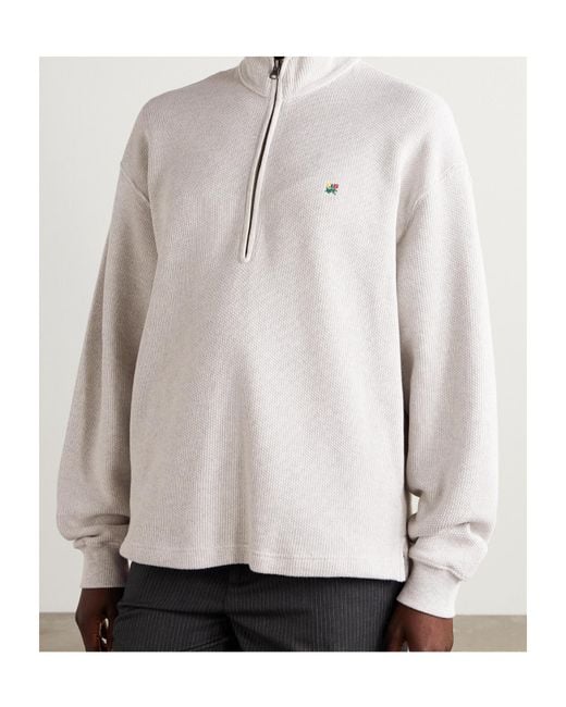 Aimé Leon Dore White Embroidered Cotton Sweatshirt