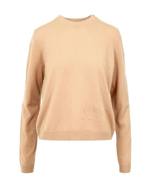N°21 Natural Logo Embossed Crewneck Jumper