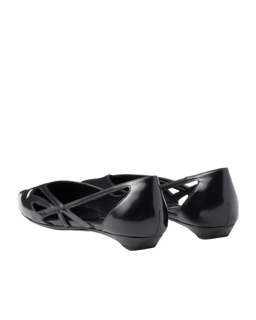 Prada Black Pointed-Toe Cut-Out Detailed Ballerinas