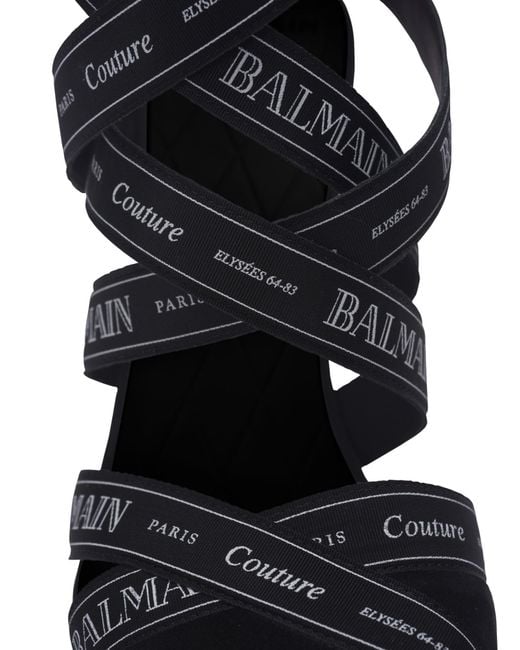 Balmain Black Couture Ribbon Crossover Strap Pumps