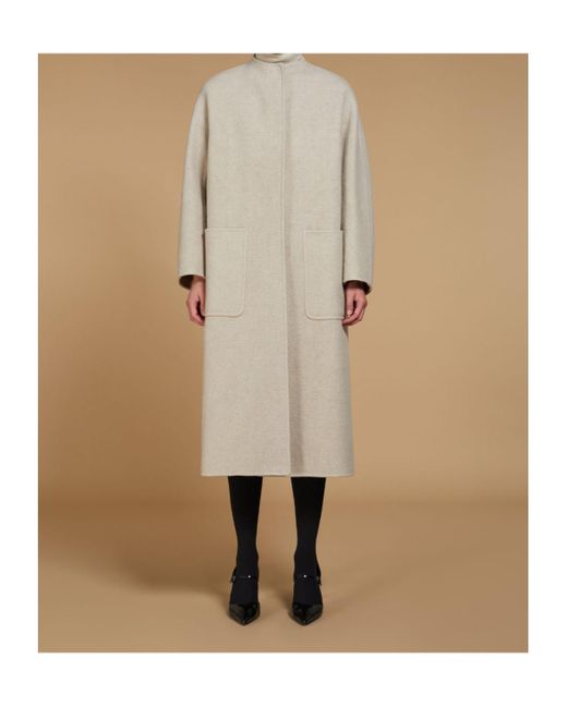 Max Mara Natural Atelier Crewneck Long-Sleeved Coat